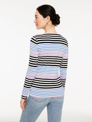 IVORY MULTI LONG SLEEVE CREWNECK TEE - KRISTY STRIPE | Talbots near me