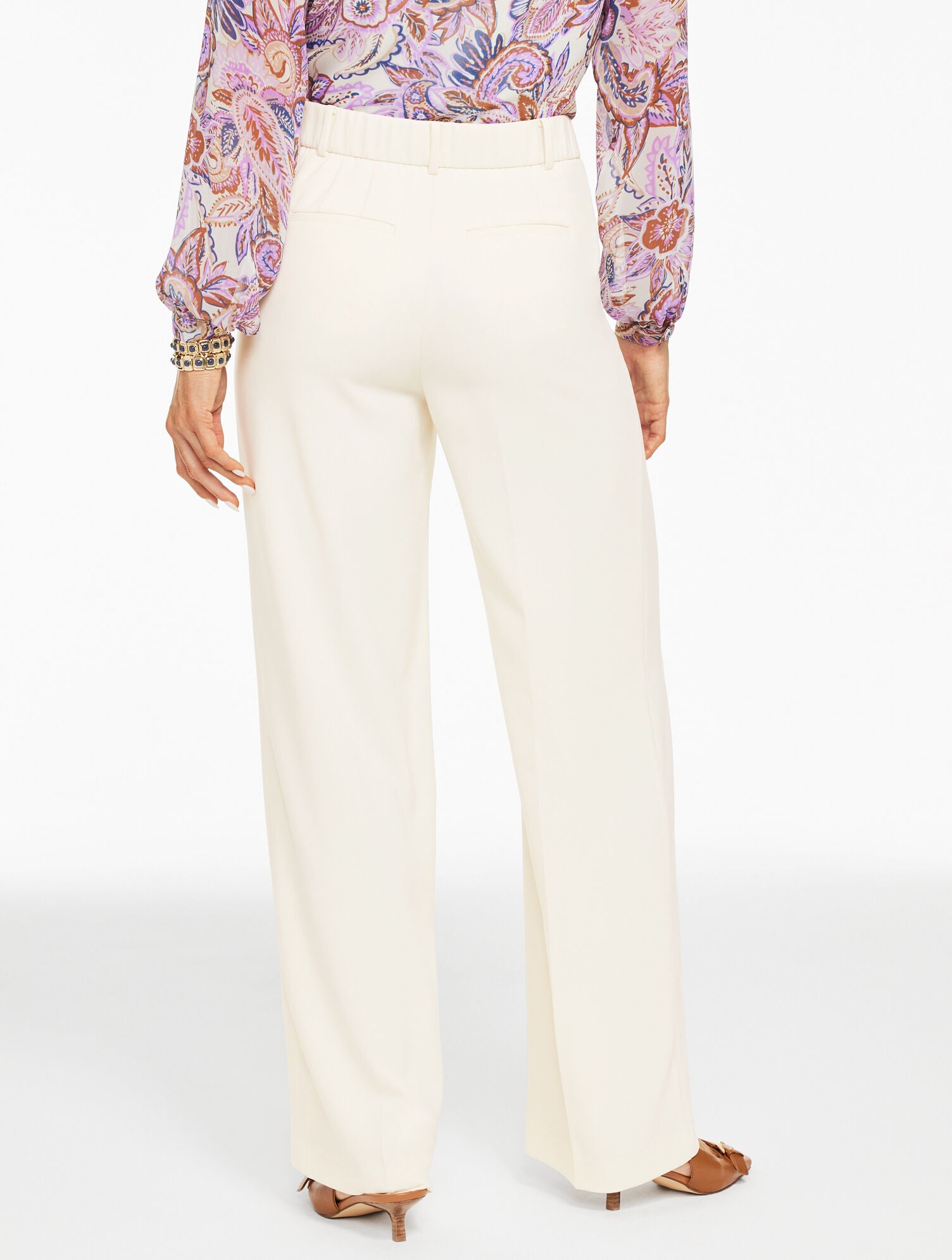 INDIGO|IVORY WIDE LEG POLISHED CREPE PANTS | Talbots near me