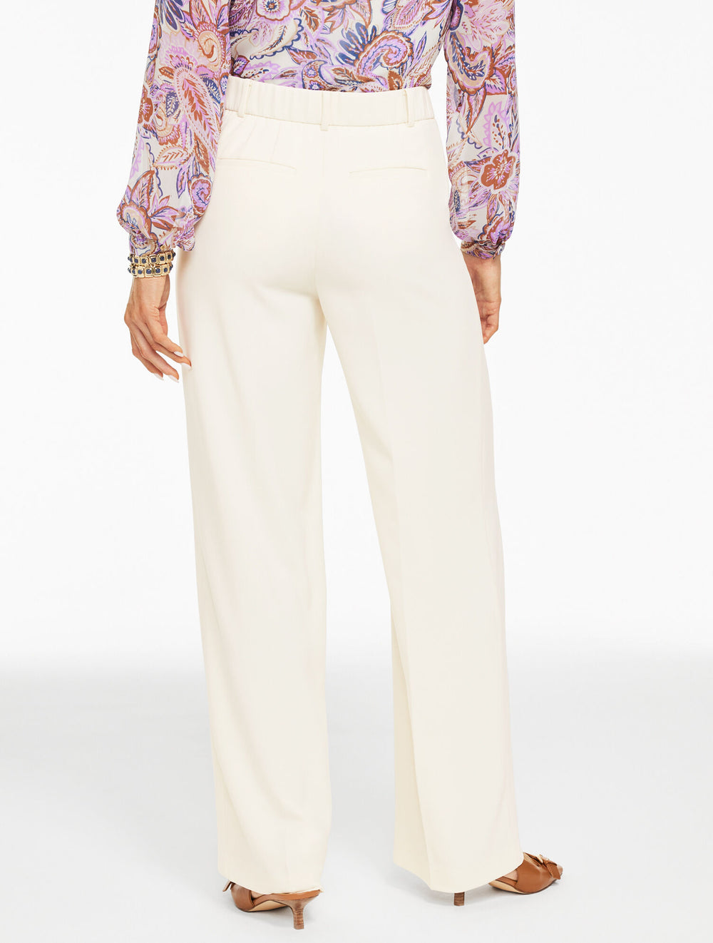 INDIGO|IVORY WIDE LEG POLISHED CREPE PANTS | Talbots near me