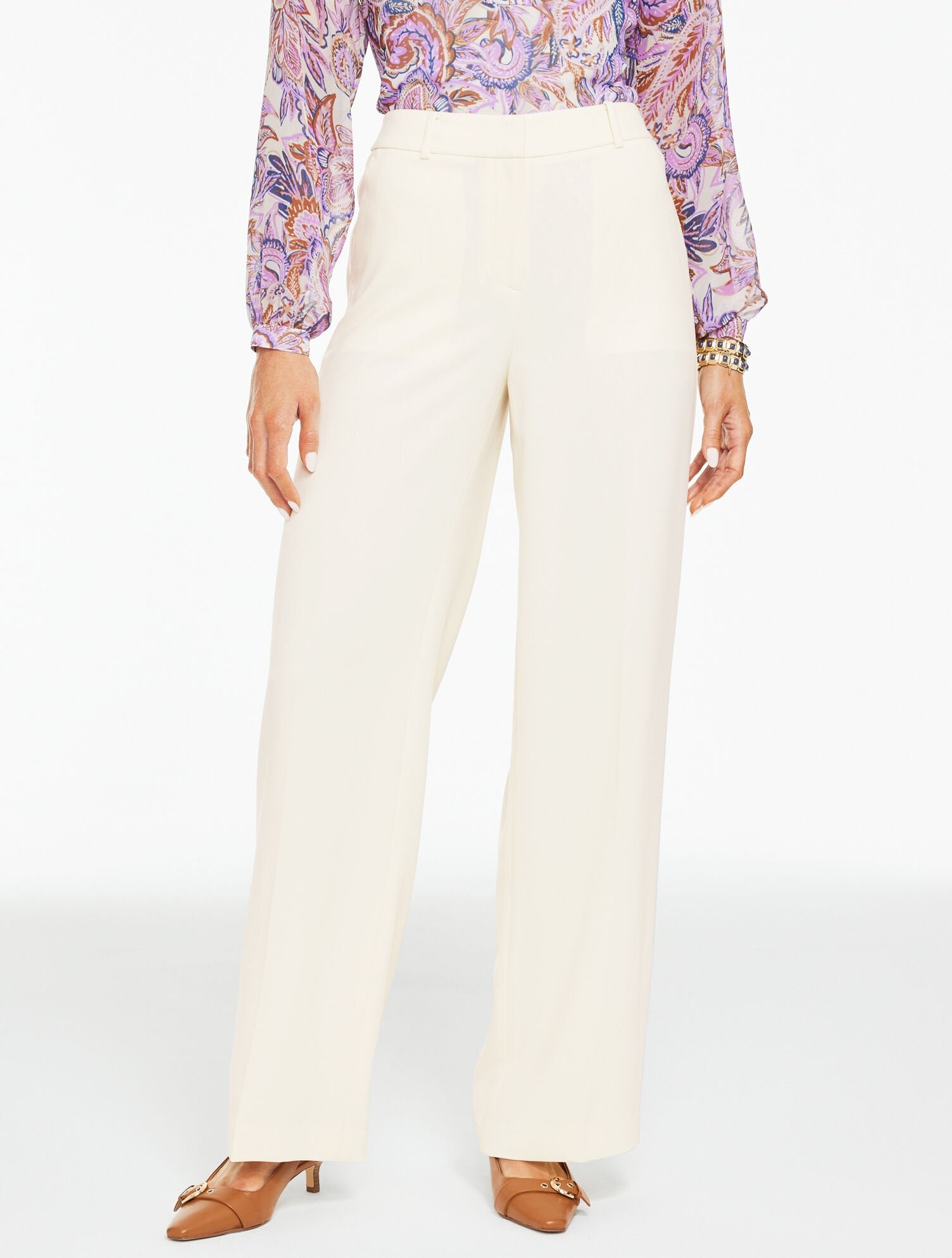 INDIGO|IVORY WIDE LEG POLISHED CREPE PANTS | Talbots near me