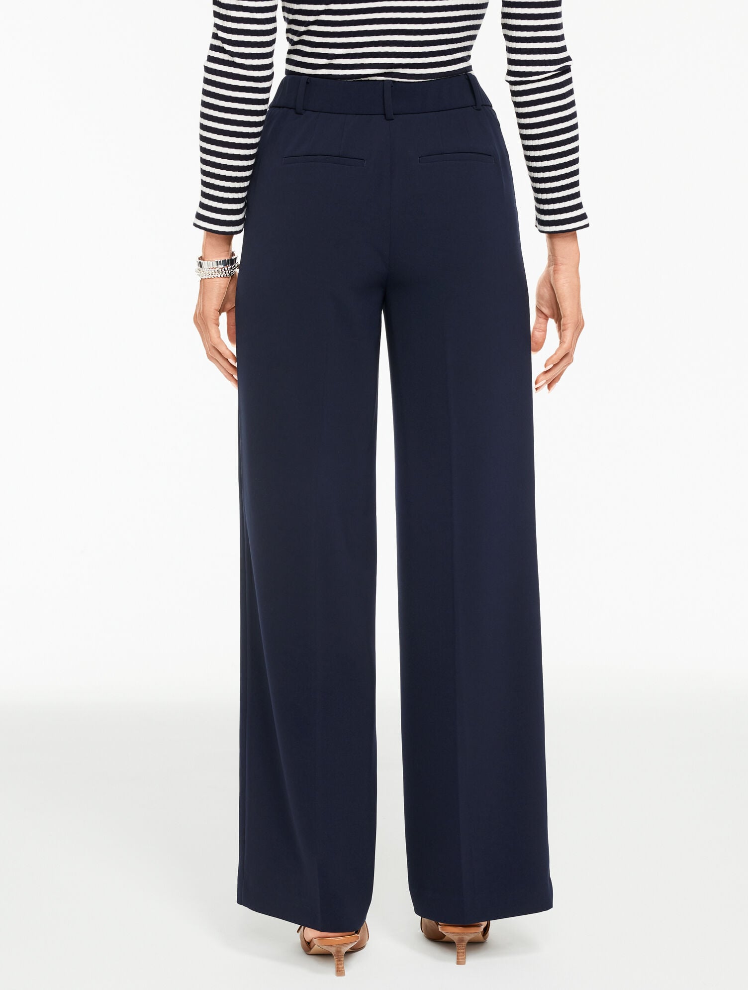 INDIGO|IVORY WIDE LEG POLISHED CREPE PANTS | Talbots near me