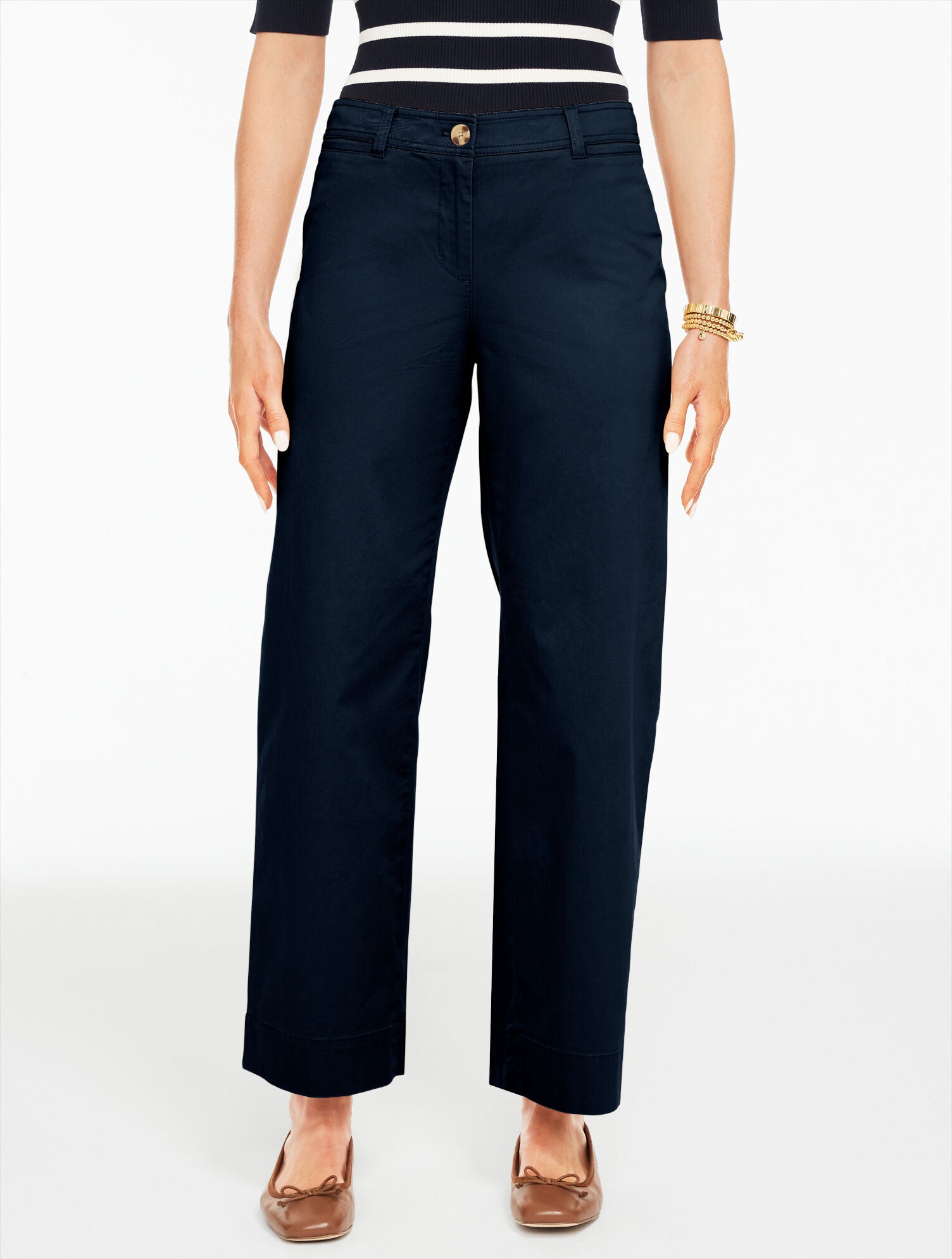 COLLARD GREEN|INDIGO|SESAME|WHITE WIDE ANKLE HERITAGE TWILL PANTS | Talbots on sale