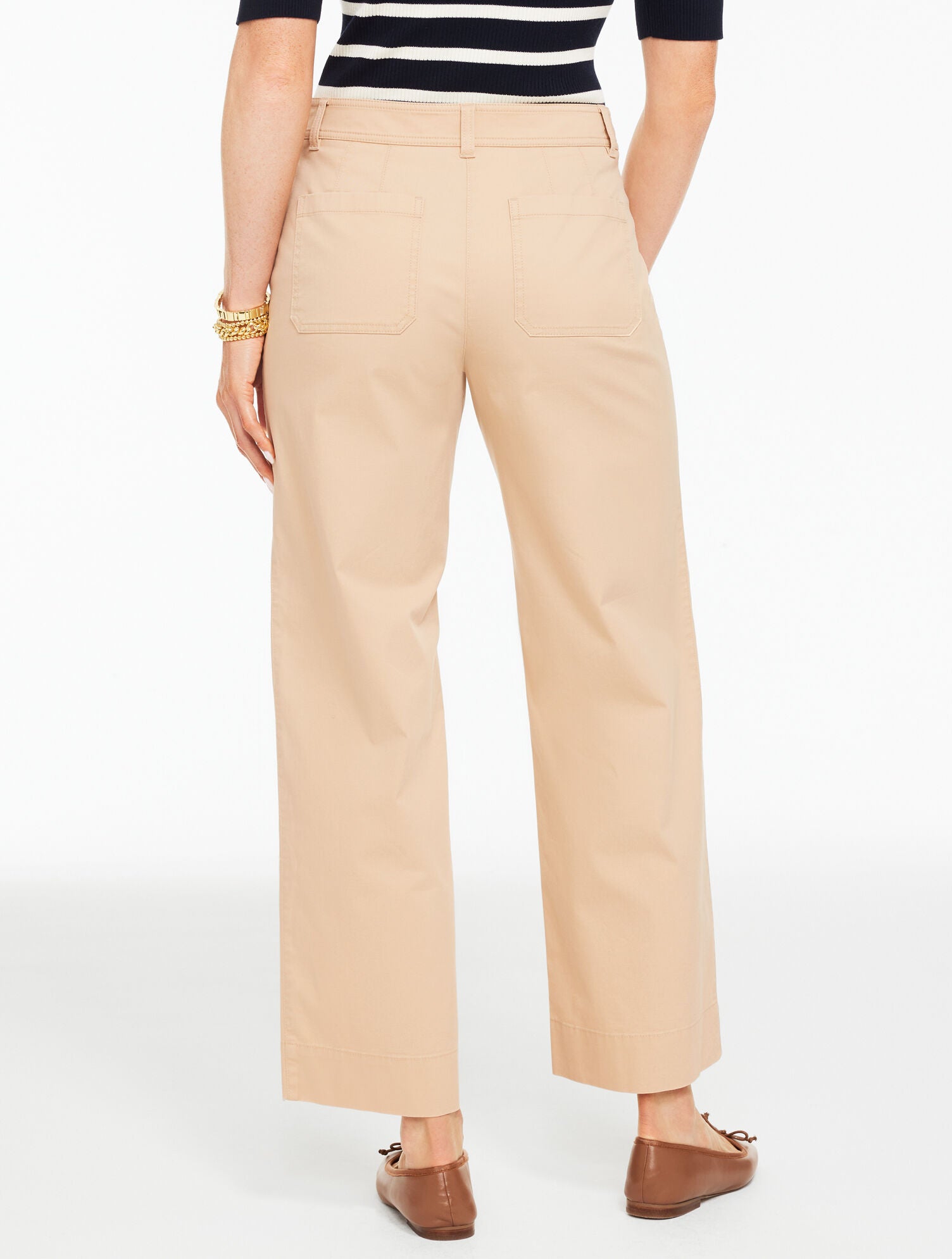 COLLARD GREEN|INDIGO|SESAME|WHITE WIDE ANKLE HERITAGE TWILL PANTS | Talbots on sale