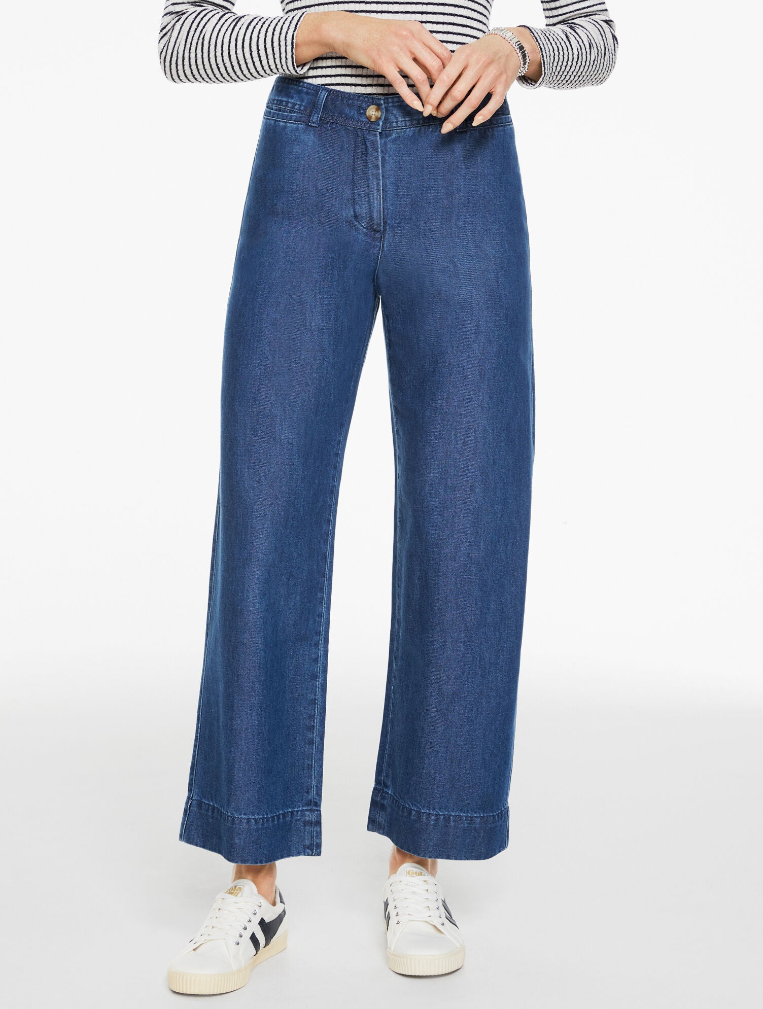 DARK WASH WIDE ANKLE PANTS - REFINED DENIM | Talbots discount