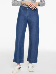 DARK WASH WIDE ANKLE PANTS - REFINED DENIM | Talbots discount