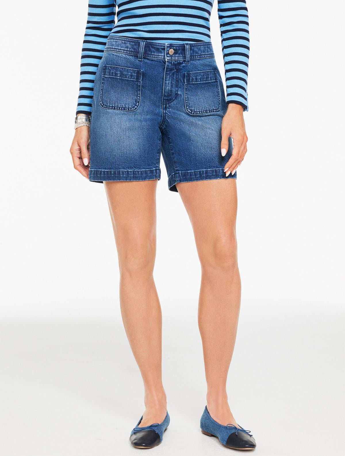 WILEY WASH PATCH POCKET DENIM SHORTS - WILEY WASH | Talbots online