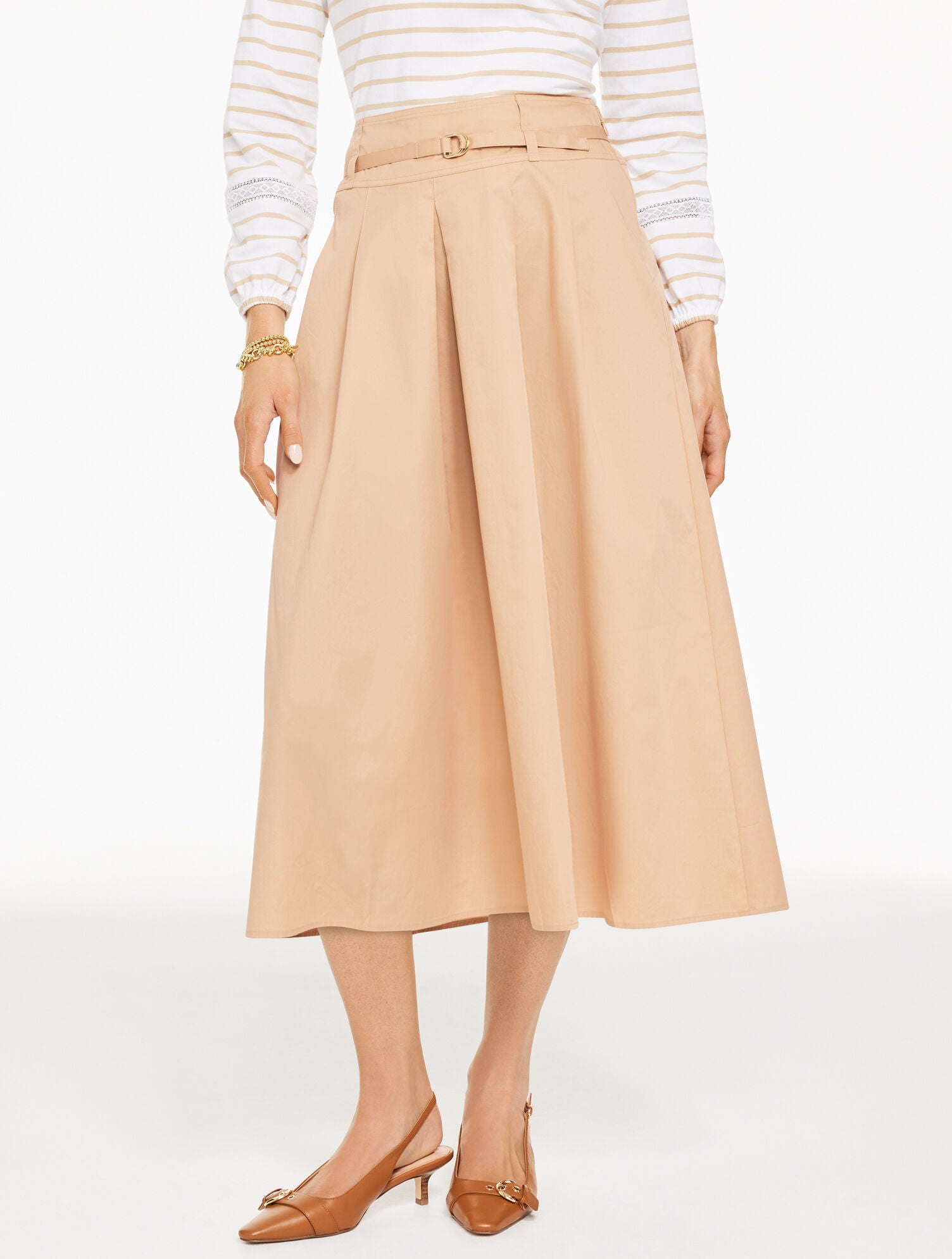 SESAME FIT & FLARE TWILL SKIRT | Talbots discount