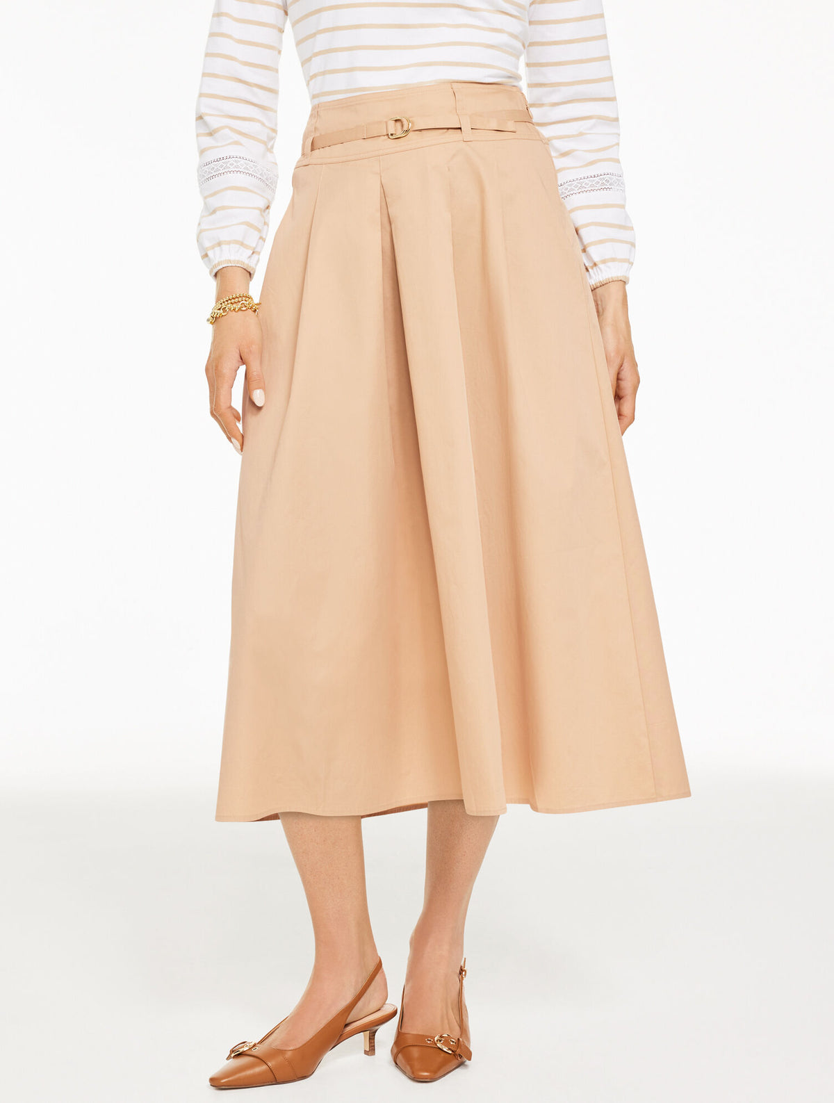 SESAME FIT & FLARE TWILL SKIRT | Talbots discount