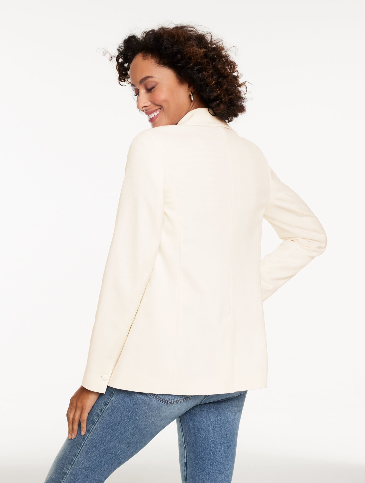 BLACK|INDIGO|IVORY SINGLE BUTTON TWILL BLAZER | Talbots outlet