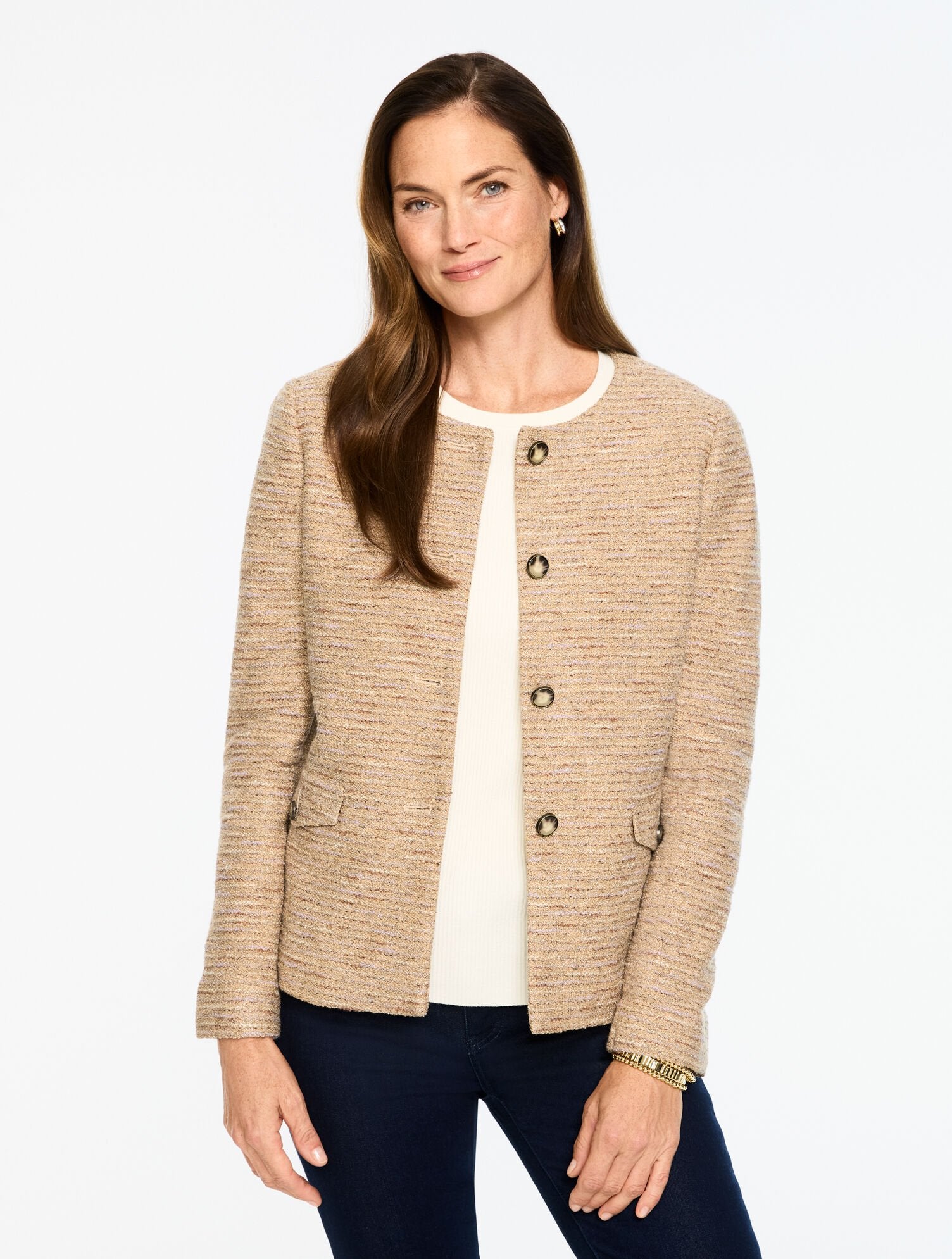 SESAME MULTI TWEED KNIT LADY JACKET | Talbots on sale