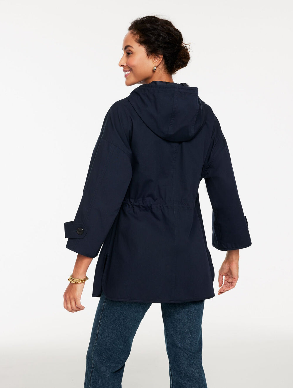 INDIGO BLUE HOODED CAPE RAIN JACKET | Talbots discount