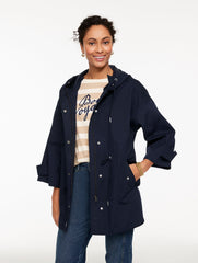 INDIGO BLUE HOODED CAPE RAIN JACKET | Talbots discount