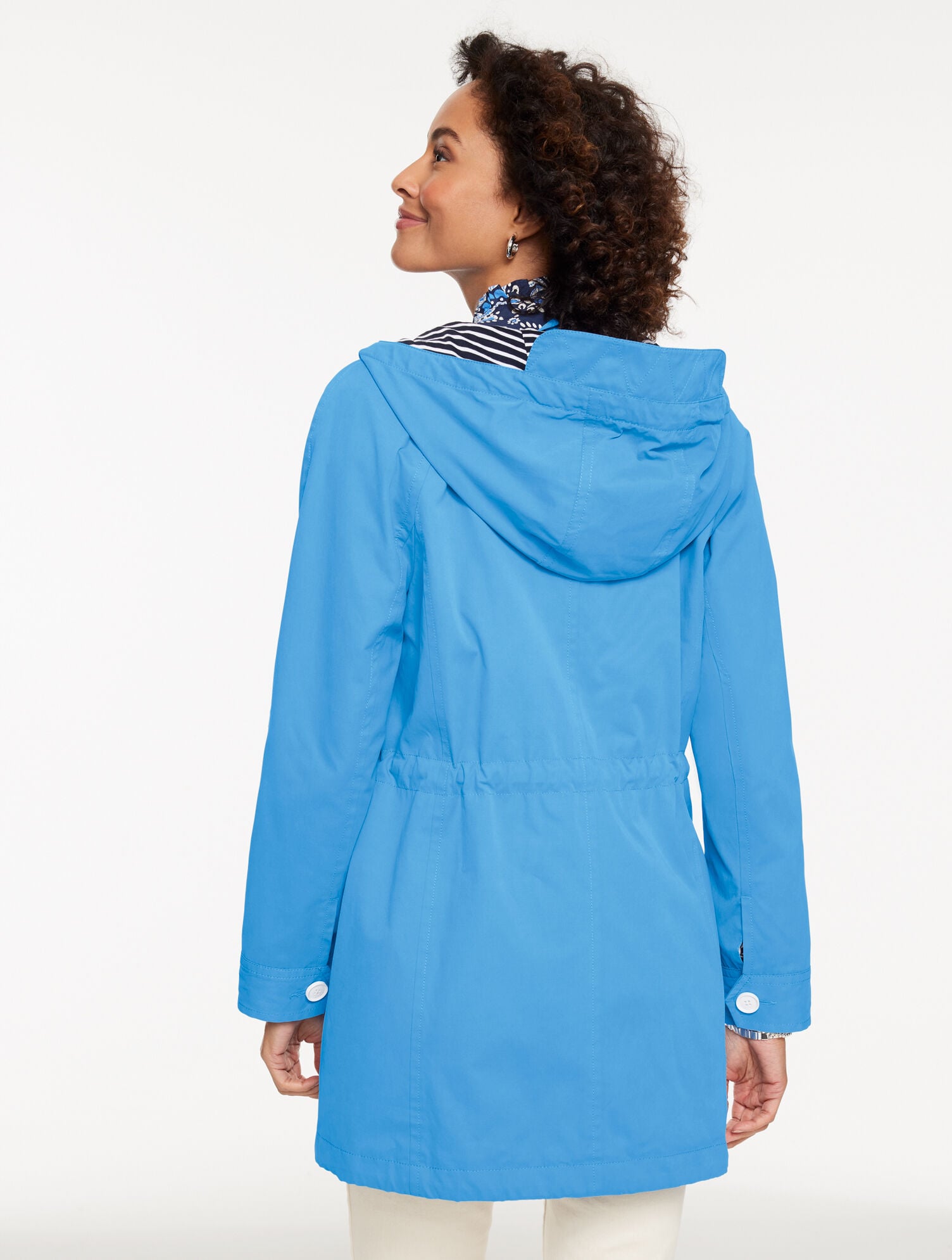 SHORE BLUE HOODED RAIN JACKET | Talbots sale