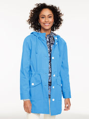 SHORE BLUE HOODED RAIN JACKET | Talbots sale