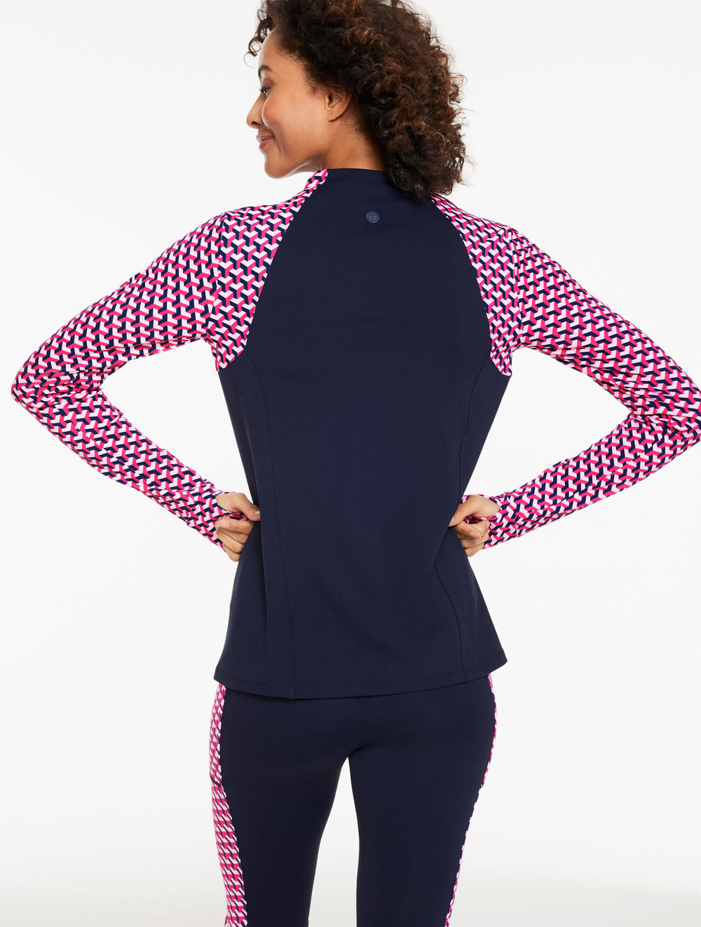 PINK PETAL/INDIA INK PERFORMANCE COMPRESSION HALF-ZIP PULLOVER - GEO | Talbots sale