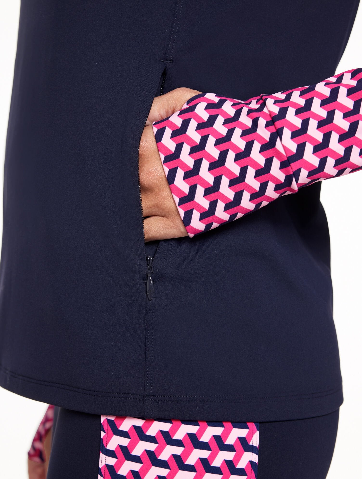 PINK PETAL/INDIA INK PERFORMANCE COMPRESSION HALF-ZIP PULLOVER - GEO | Talbots sale
