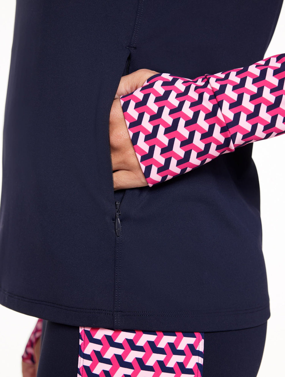 PINK PETAL/INDIA INK PERFORMANCE COMPRESSION HALF-ZIP PULLOVER - GEO | Talbots sale