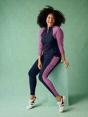 PINK PETAL/INDIA INK PERFORMANCE COMPRESSION HALF-ZIP PULLOVER - GEO | Talbots sale