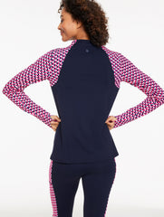 PINK PETAL/INDIA INK PERFORMANCE COMPRESSION HALF-ZIP PULLOVER - GEO | Talbots sale