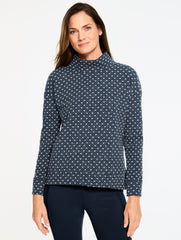 IOLATE HEATHER/IVORY|PINK DOGWOOD/IVORY JACQUARD COWL-NECK PULLOVER - HEART DOT | Talbots for sale