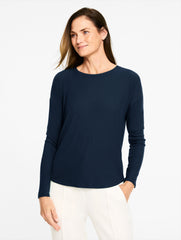 INDIGO BLUE|IVORY|LUSH GREEN RIBBED CREWNECK TEE | Talbots outlet