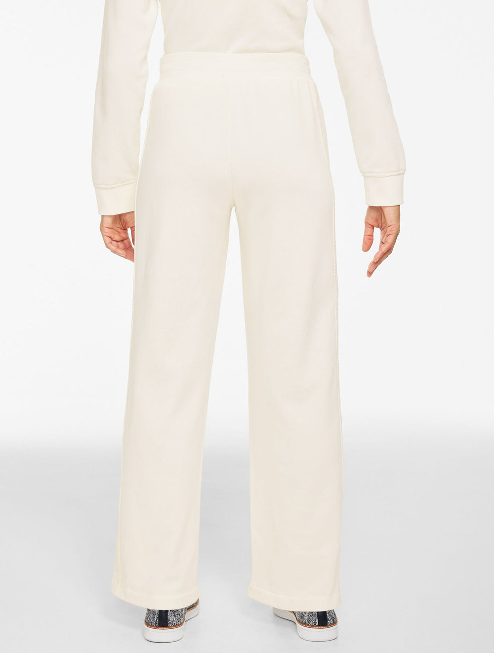 INDIGO BLUE|IVORY COZY FLEECE RELAXED LEG PANTS - PICOT TRIM | Talbots online