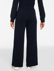 INDIGO BLUE|IVORY COZY FLEECE RELAXED LEG PANTS - PICOT TRIM | Talbots online