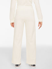 INDIGO BLUE|IVORY COZY FLEECE RELAXED LEG PANTS - PICOT TRIM | Talbots online