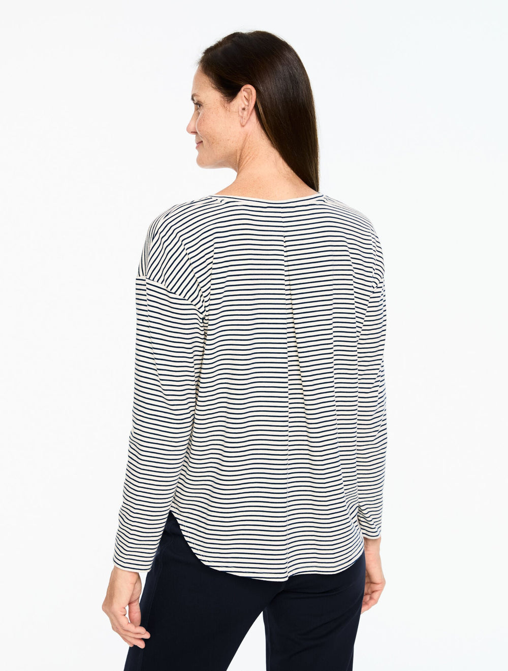 IVORY/INDIGO RIBBED CREWNECK TEE - CHERISH STRIPE | Talbots online
