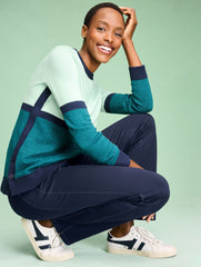 PINK DOGWOOD HTHR MULTI|WILLOW GREEN MULTI BUTTON HEM CREWNECK SWEATER | Talbots online
