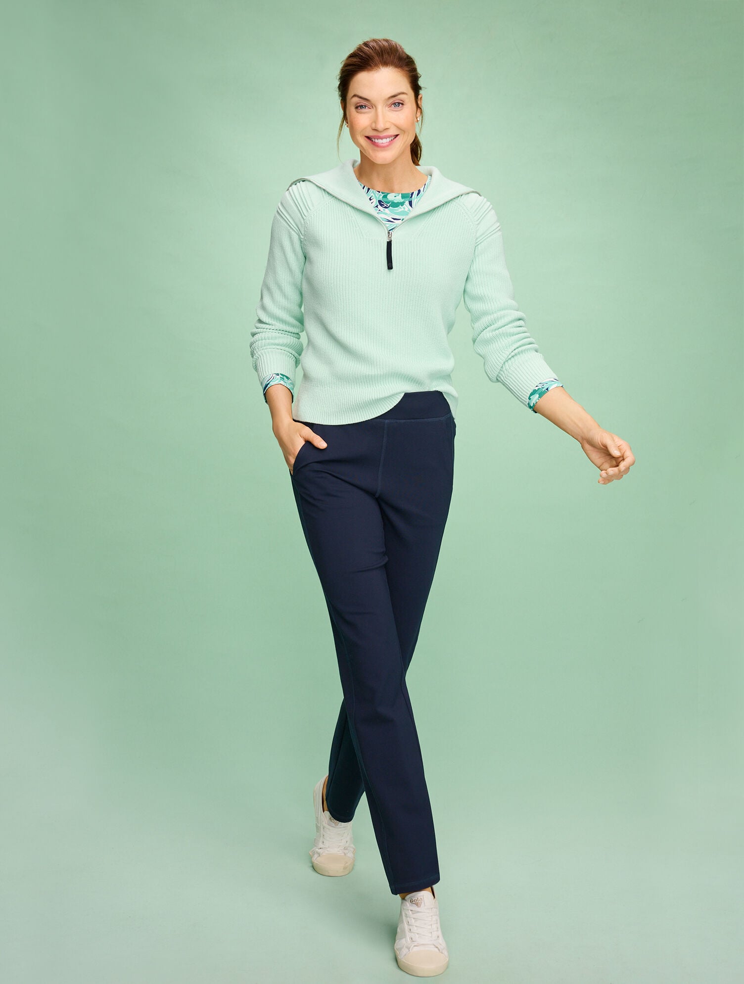 WILLOW GREEN COOLMAX® HALF-ZIP SWEATER | Talbots US