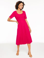 BLACK|CHERRY WINE LUXE PONTE MIDI DRESS | Talbots sale