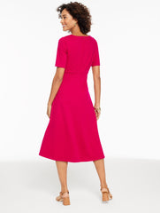 BLACK|CHERRY WINE LUXE PONTE MIDI DRESS | Talbots sale