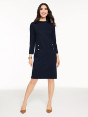 INDIGO BLUE LUXE PONTE SHIFT DRESS | Talbots on sale