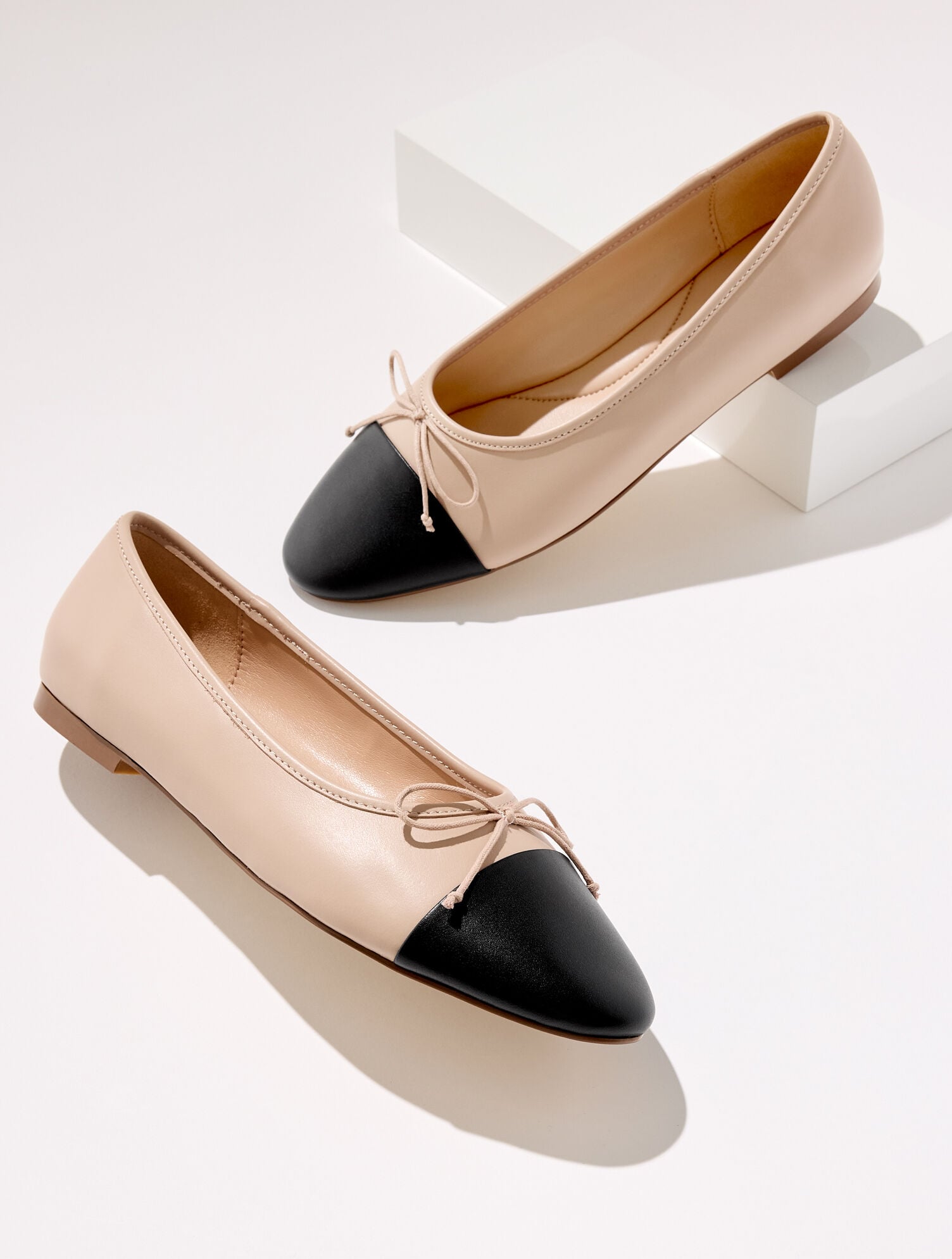 RATTAN/BLACK ANSLY NAPPA BALLET FLATS | Talbots discount
