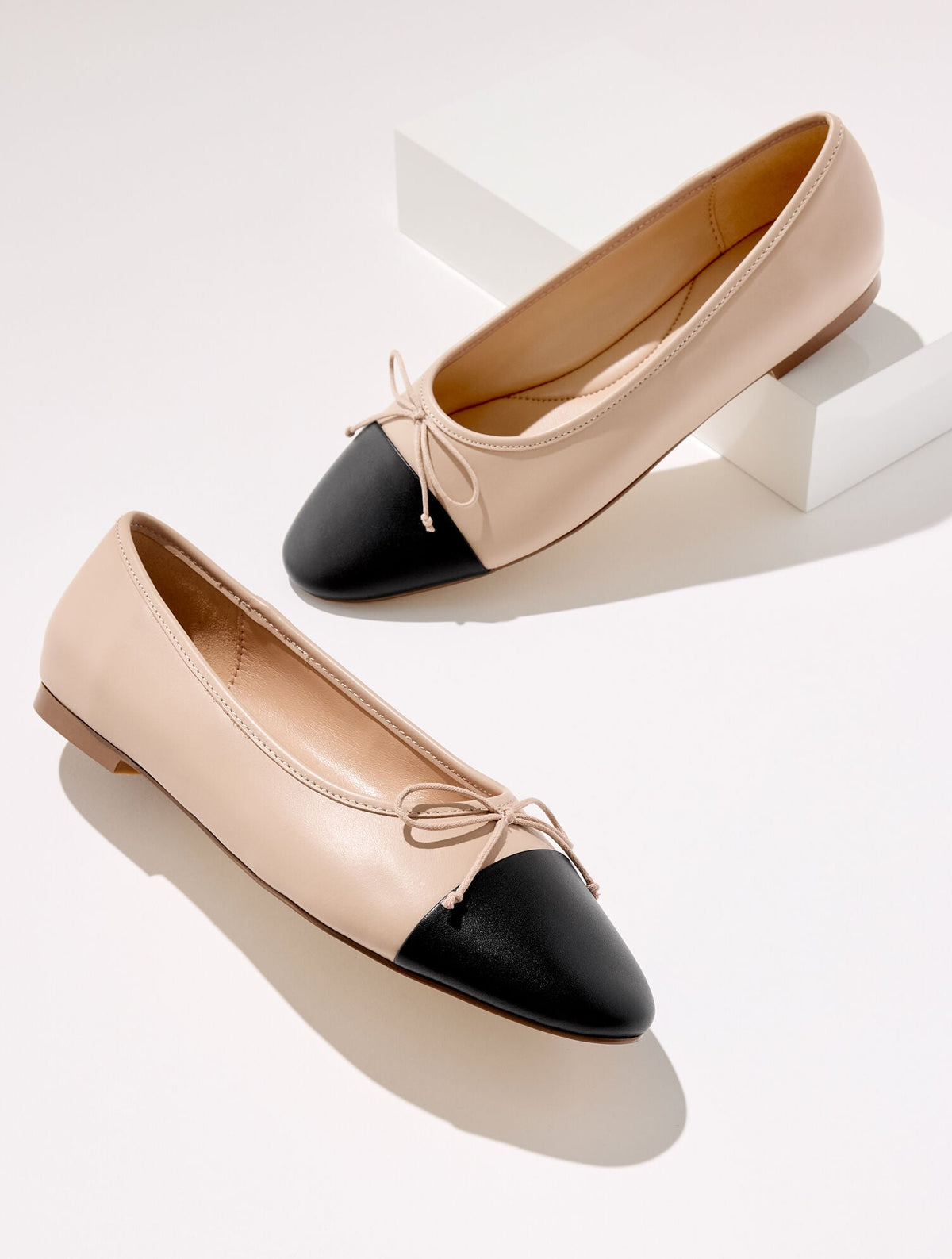 RATTAN/BLACK ANSLY NAPPA BALLET FLATS | Talbots discount