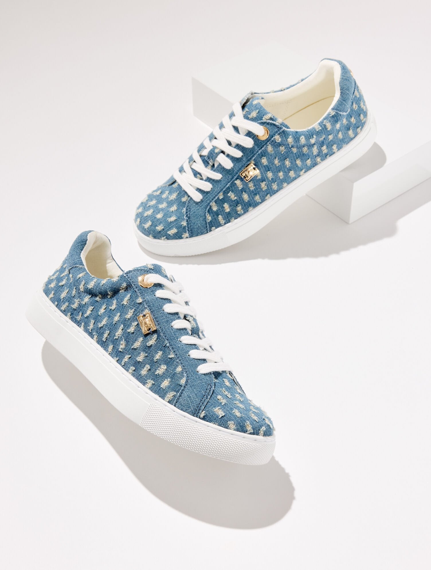 MEDIUM WASH AUBREY DENIM SNEAKERS | Talbots discount