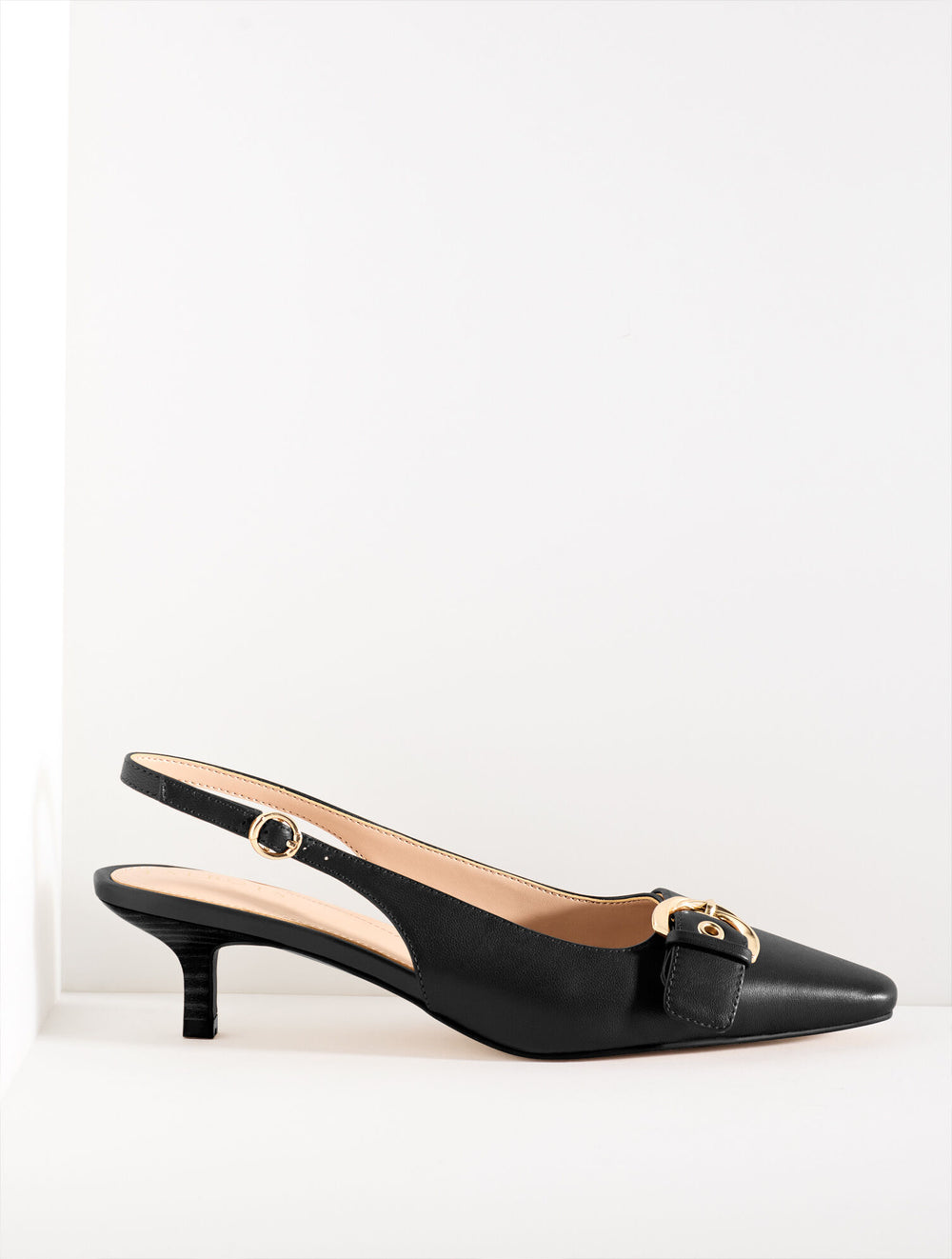 BLACK|HAVANA TAN TABITHA BUCKLE NAPPA SLINGBACK PUMPS | Talbots on sale