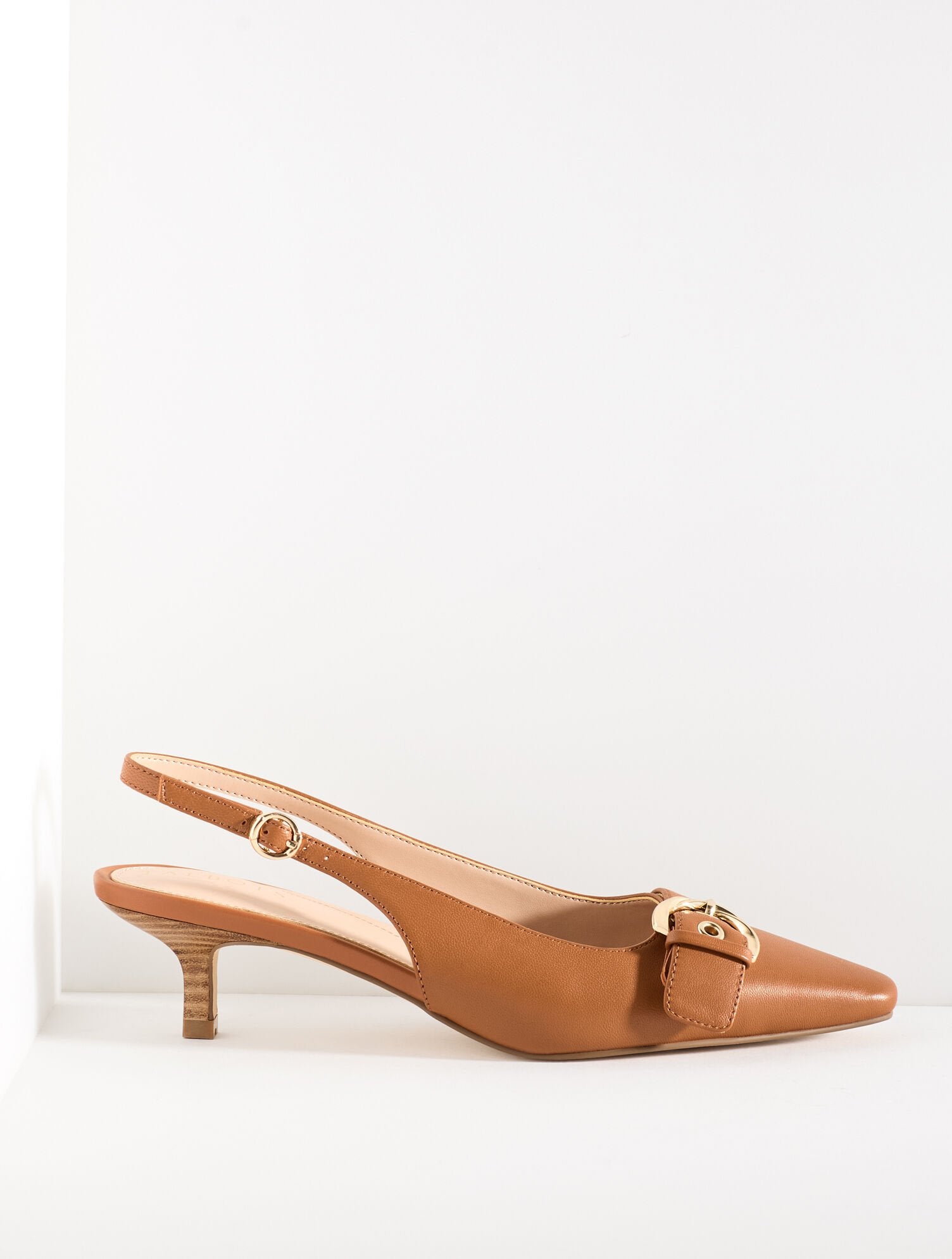 BLACK|HAVANA TAN TABITHA BUCKLE NAPPA SLINGBACK PUMPS | Talbots on sale