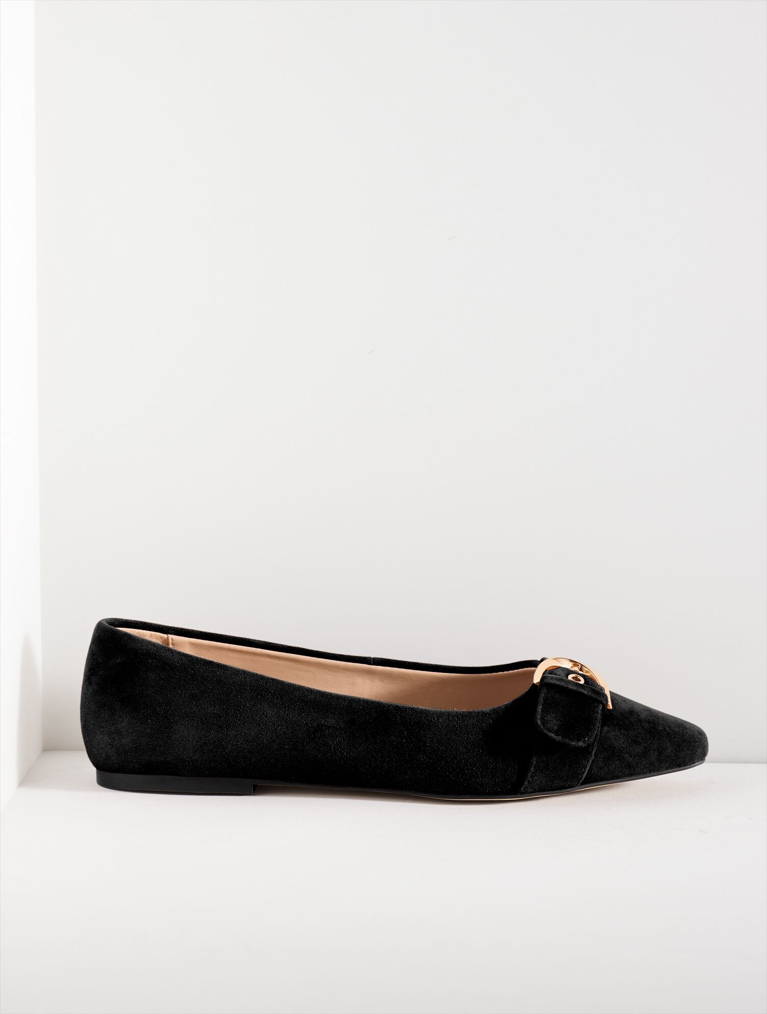 BLACK|JASPER WHITLEY BUCKLE SUEDE BALLET FLATS | Talbots on sale
