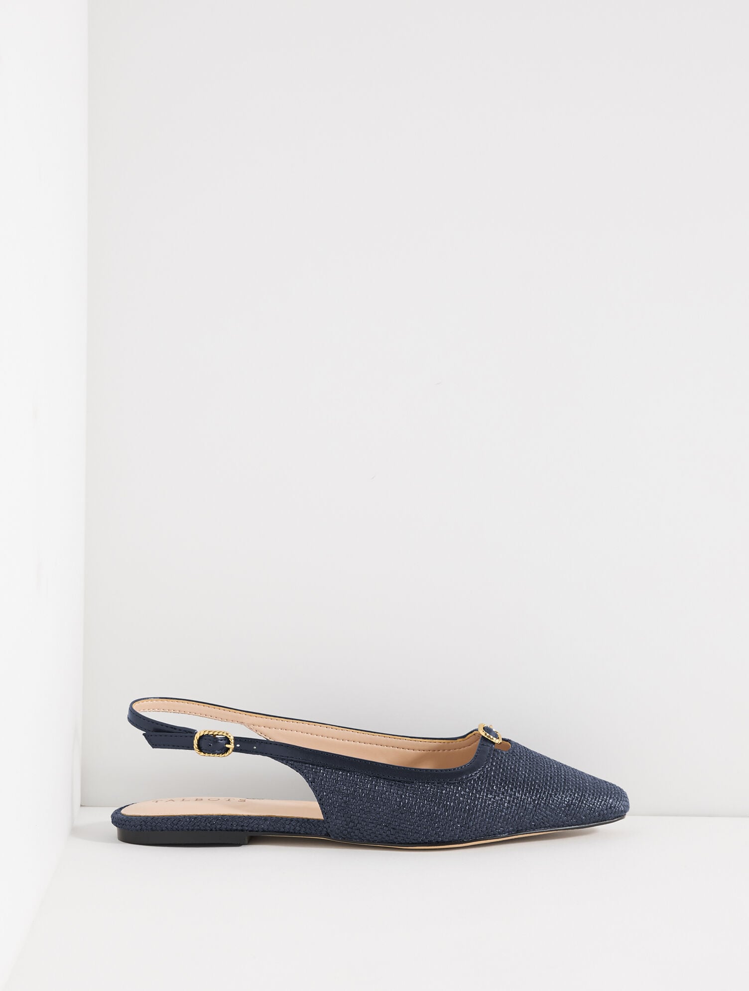 INDIGO WHITLEY SHIMMER RAFFIA SLINGBACK FLATS | Talbots online