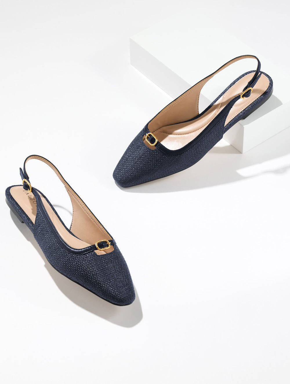 INDIGO WHITLEY SHIMMER RAFFIA SLINGBACK FLATS | Talbots online