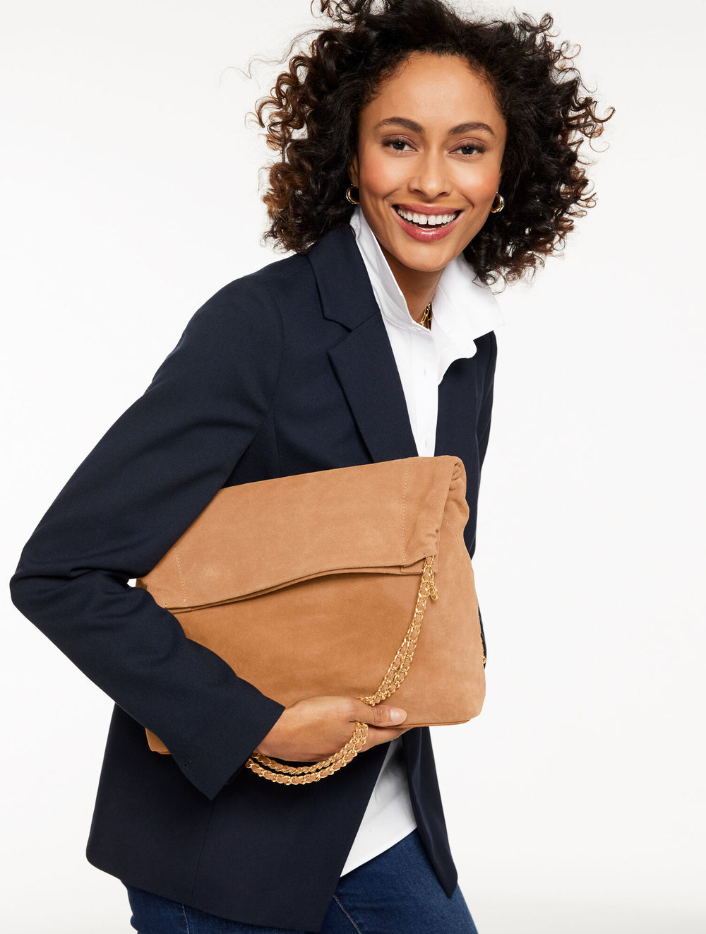 SIERRA BROWN SUEDE CHAIN TOTE | Talbots outlet