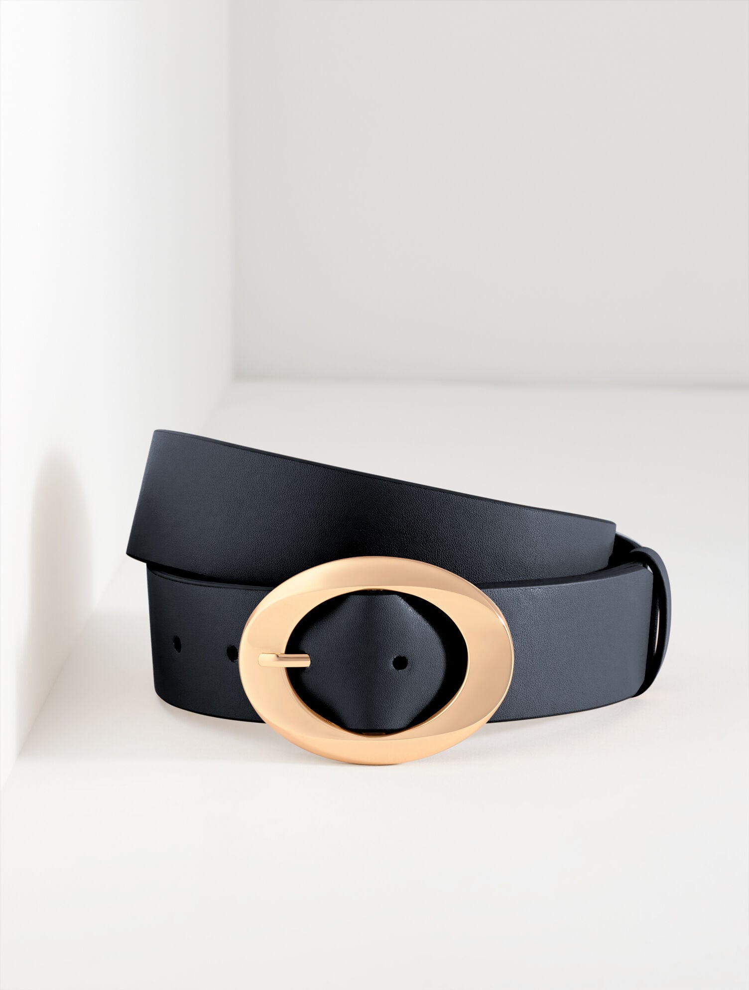 BLACK|INDIGO BLUE|SESAME NAPPA SCULPTED BUCKLE BELT | Talbots outlet