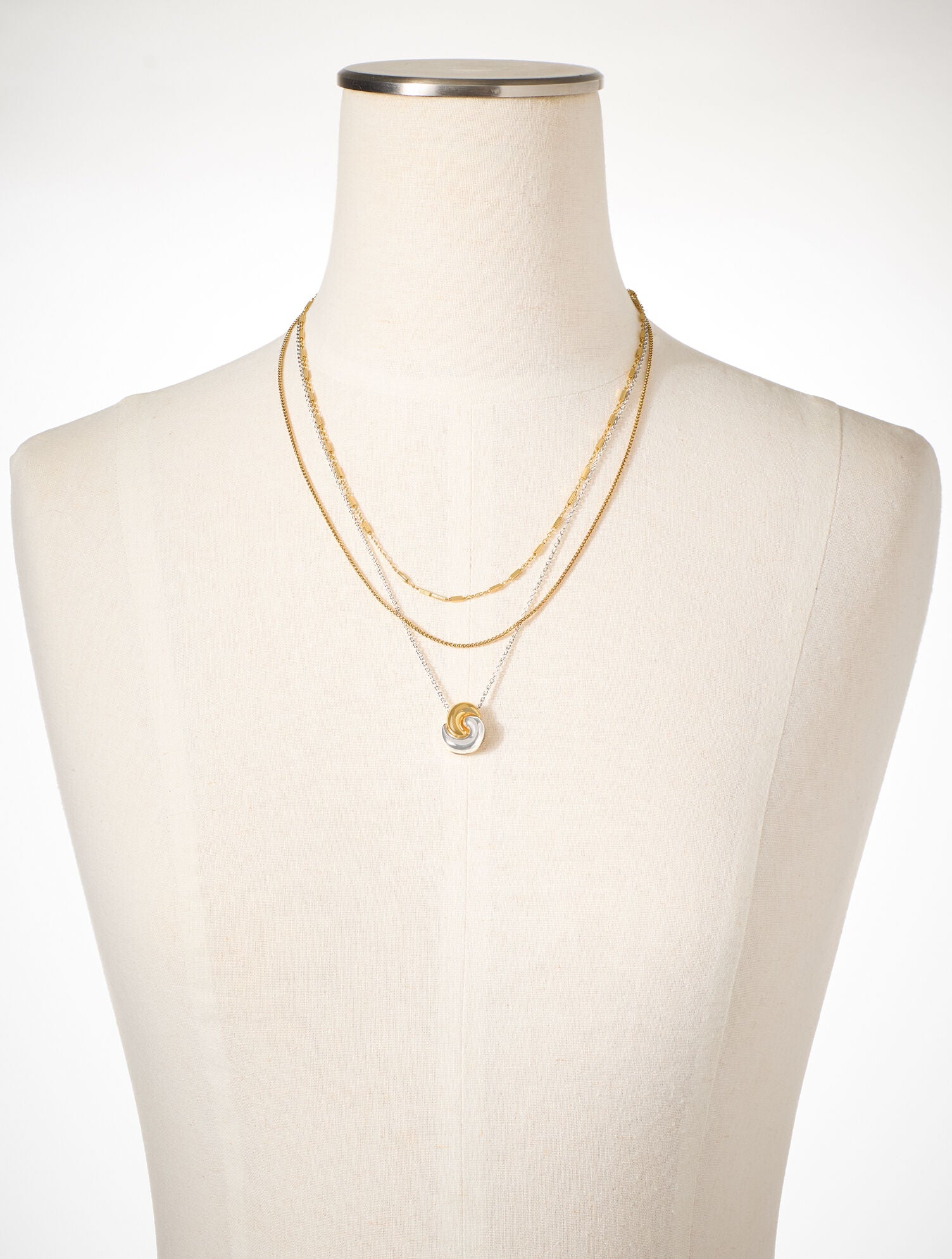 GOLD/SHINY SILVER ROPE SWIRL LAYER NECKLACE | Talbots discount