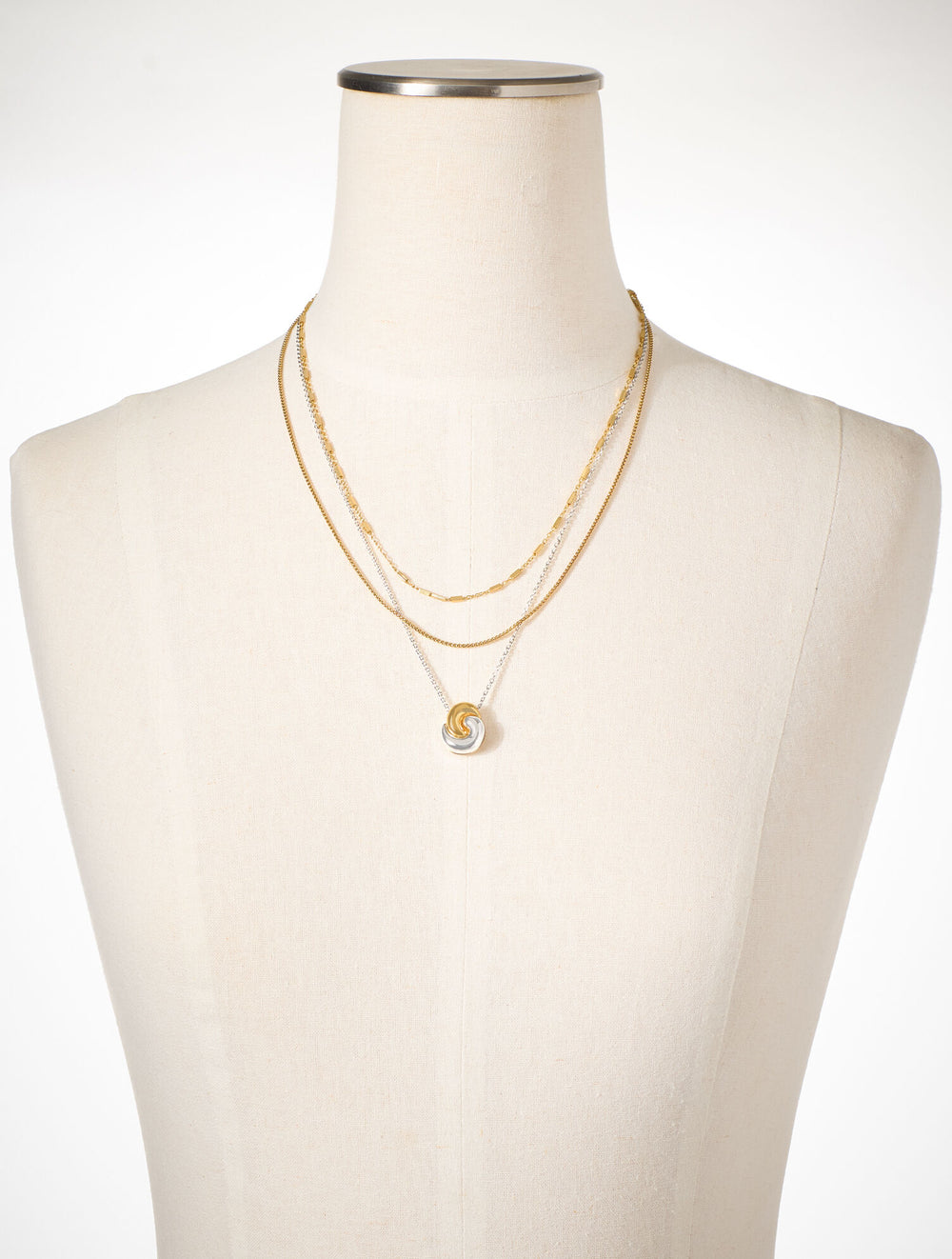 GOLD/SHINY SILVER ROPE SWIRL LAYER NECKLACE | Talbots discount
