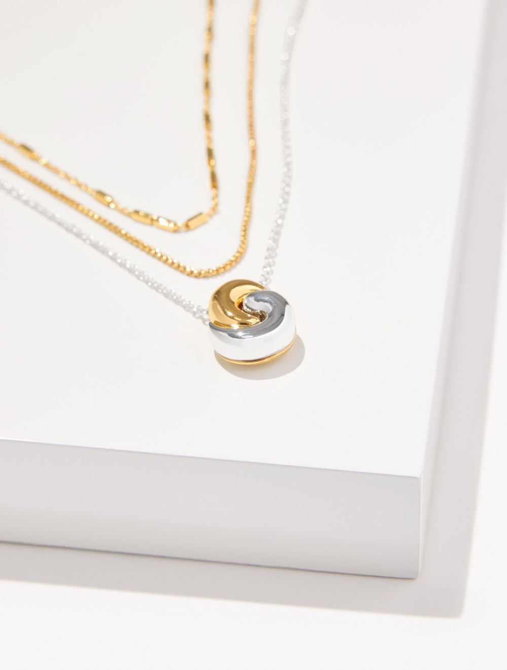 GOLD/SHINY SILVER ROPE SWIRL LAYER NECKLACE | Talbots discount