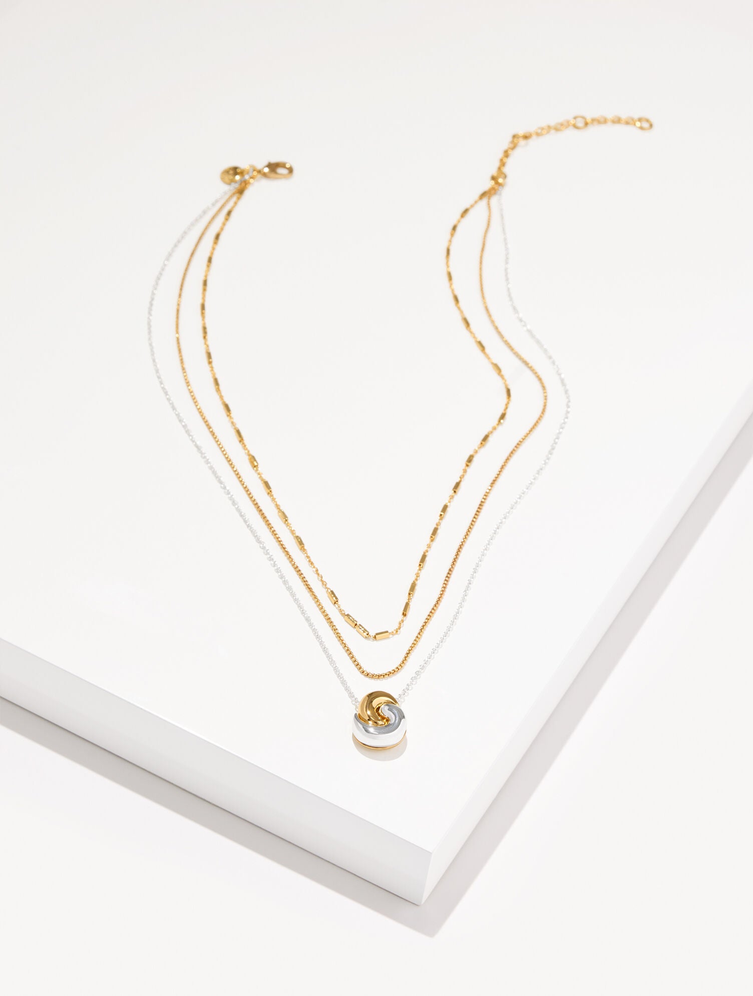 GOLD/SHINY SILVER ROPE SWIRL LAYER NECKLACE | Talbots discount
