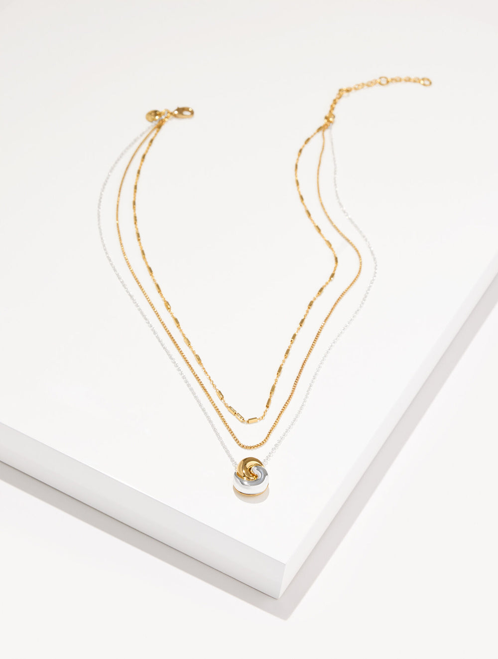 GOLD/SHINY SILVER ROPE SWIRL LAYER NECKLACE | Talbots discount