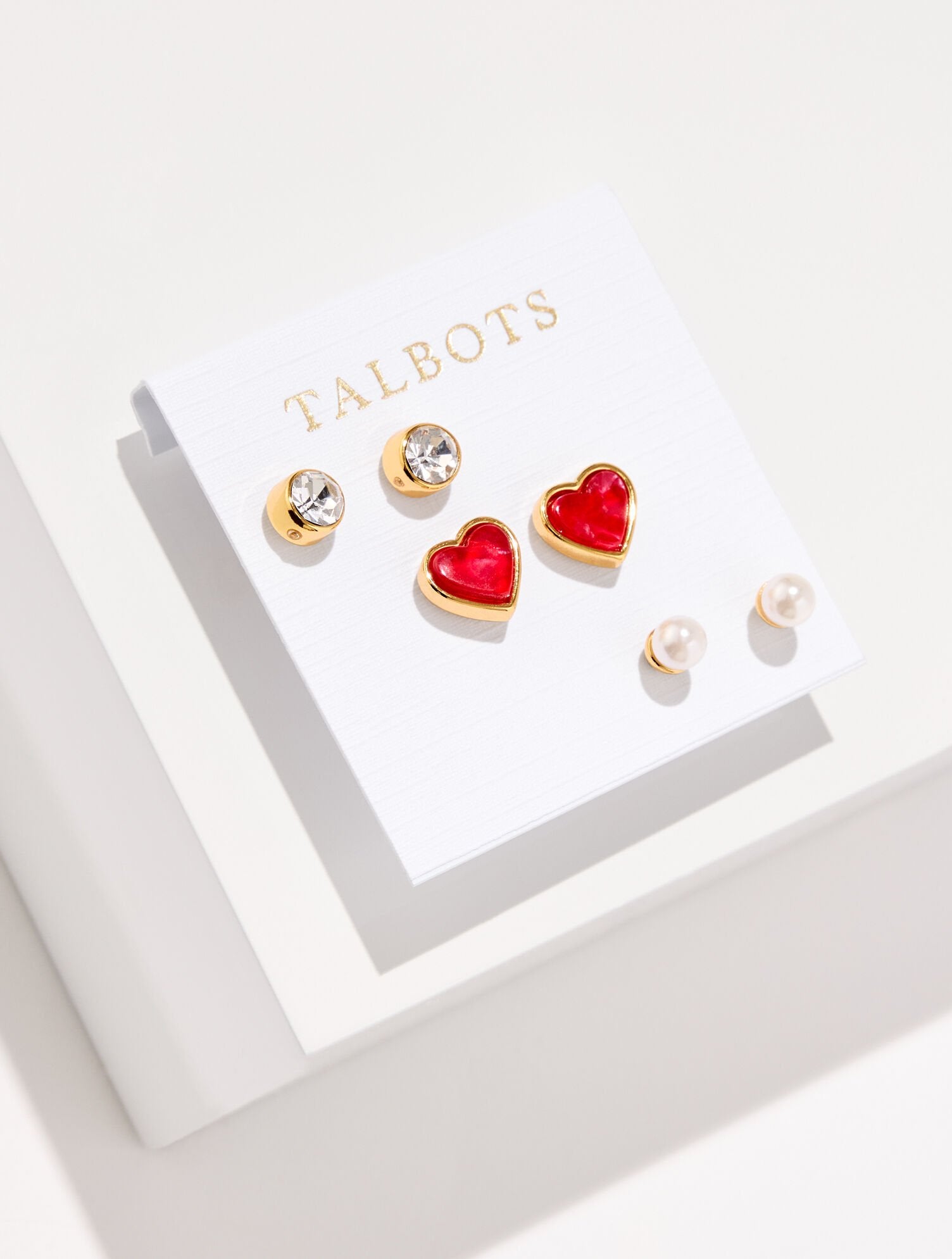RED POP/GOLD ROMANTIC HEARTS STUD EARRING SET | Talbots near me